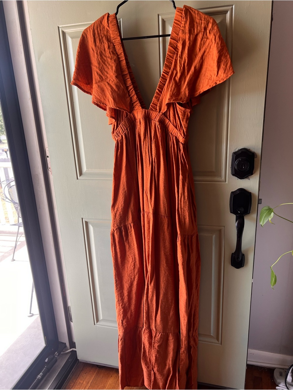 Wishlist Deep V Rust-Orange Maxi Dress